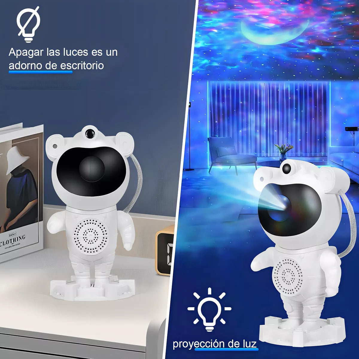 Astronauta Proyector Galaxia con Parlante Bluetooth