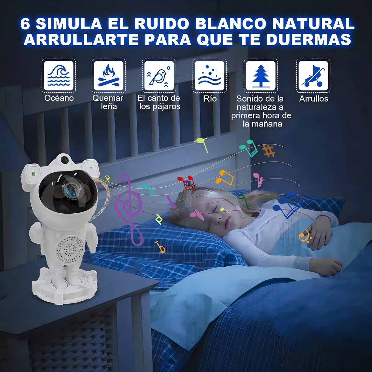 Astronauta Proyector Galaxia con Parlante Bluetooth